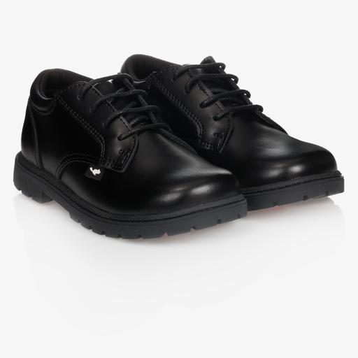 Chipmunks-حذاء جلد بأربطة لون أسود للأولاد | Childrensalon Outlet