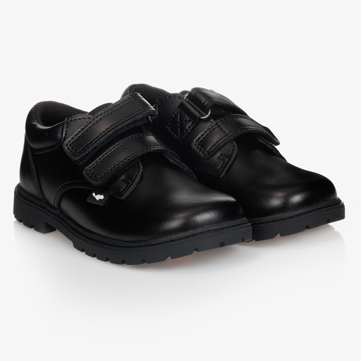 Chipmunks-Черные кожаные туфли на липучке | Childrensalon Outlet