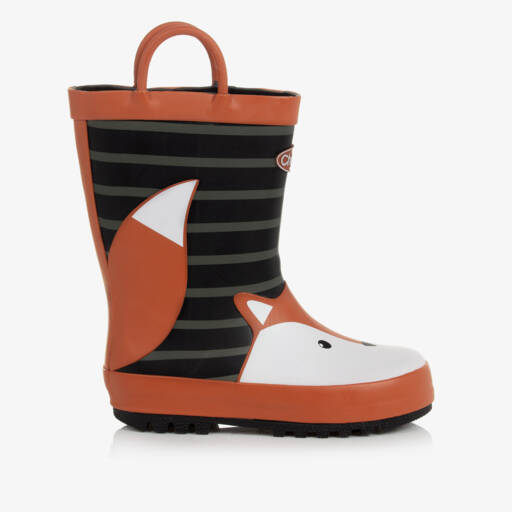 Chipmunks-Black & Orange Fox Rain Boots | Childrensalon Outlet