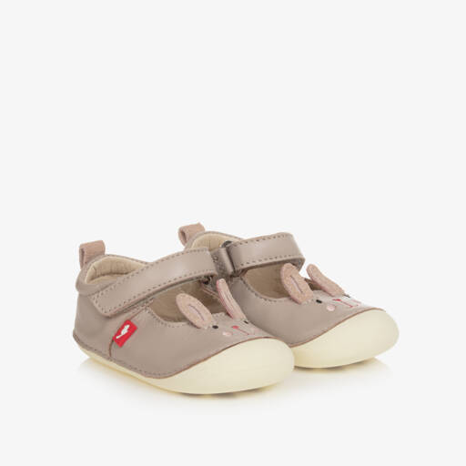 Chipmunks-Girls Grey Leather First-Walker Shoes | Childrensalon Outlet
