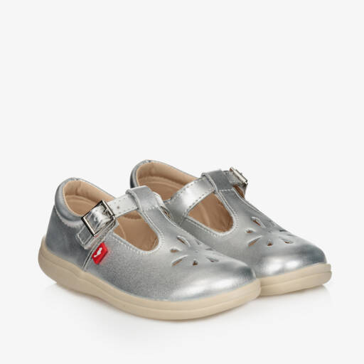 Chipmunks-Серебристые кожаные туфли с блеском для девочек | Childrensalon Outlet