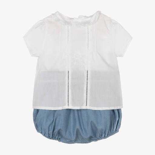 Chloé-Baby Girls Blue Cotton Shorts Gift Set | Childrensalon Outlet