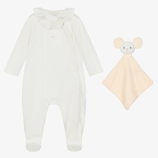 Chloé-Baby Girls Ivory Cotton Babygrow Gift Set | Childrensalon Outlet