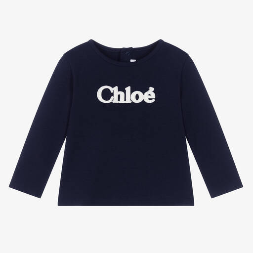 Chloé-Navyblaues Biobaumwoll-Oberteil | Childrensalon Outlet