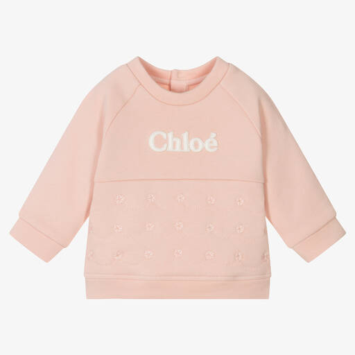 Chloé-Baby Girls Pink Embroidered Sweatshirt | Childrensalon Outlet