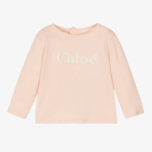 Chloé-Baby Girls Pink Organic Cotton Top | Childrensalon Outlet