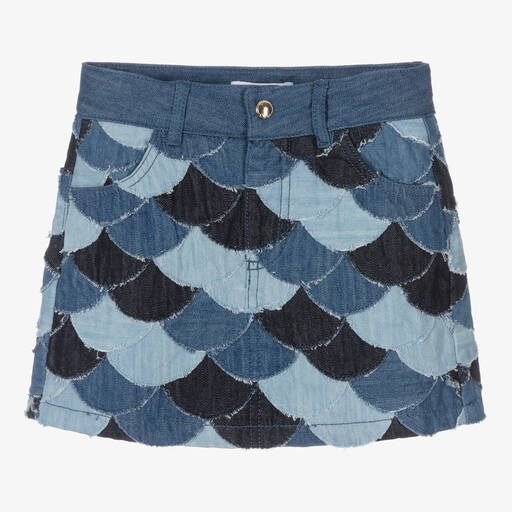 Chloé-Blue Denim Patchwork Skirt | Childrensalon Outlet