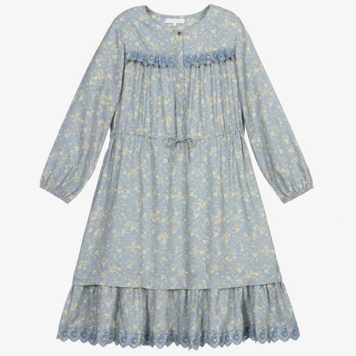 Chloé-Blue Floral Viscose Dress | Childrensalon Outlet