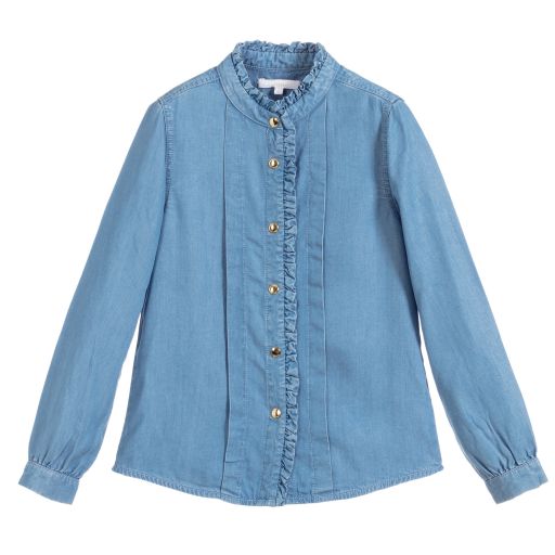 Chloé-قميص شامبري ليوسيل لون أزرق للبنات | Childrensalon Outlet