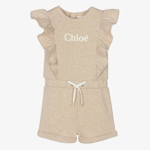 Chloé-Combi-short beige en coton fille | Childrensalon Outlet