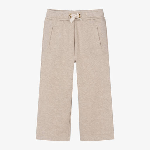Chloé-جوغرز بأرجل واسعة قطن عضوي لون بيج للبنات | Childrensalon Outlet