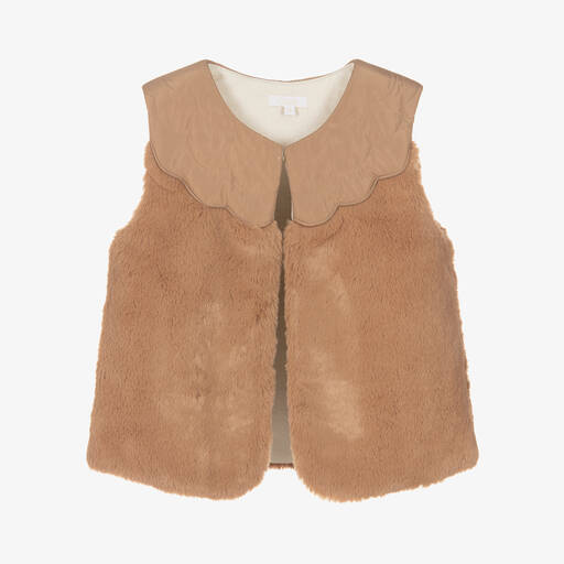 Chloé-Girls Beige Faux Fur Gilet | Childrensalon Outlet