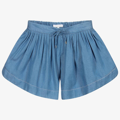 Chloé-Blaue Chambray-Shorts für Mädchen | Childrensalon Outlet