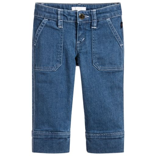 Chloé-Girls Blue Cropped Denim Jeans | Childrensalon Outlet