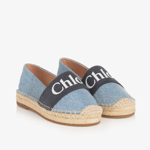 Chloé-Girls Blue Denim Espadrilles | Childrensalon Outlet