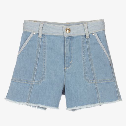 Chloé-Girls Blue Denim Shorts | Childrensalon Outlet