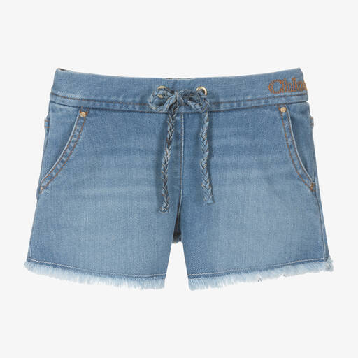 Chloé-Girls Blue Denim Shorts | Childrensalon Outlet