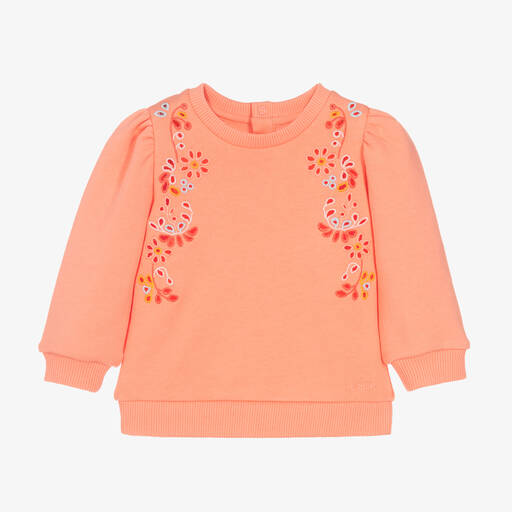 Chloé-Girls Coral Orange Cotton Sweatshirt | Childrensalon Outlet