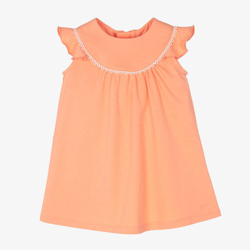 Chloé-Girls Coral Pink Cotton Dress | Childrensalon Outlet