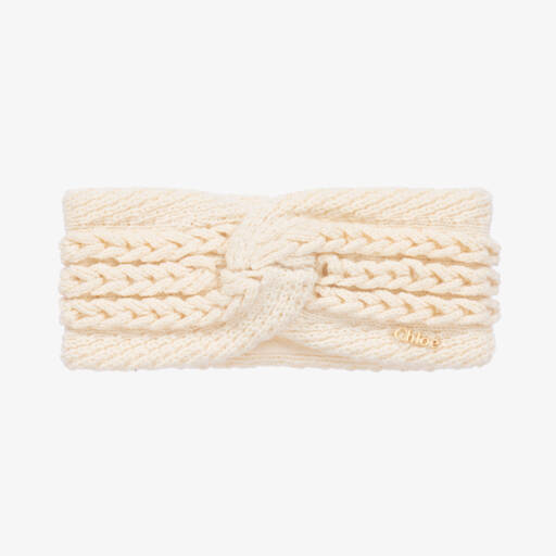 Chloé-Girls Cream Cable Knit Hairband | Childrensalon Outlet