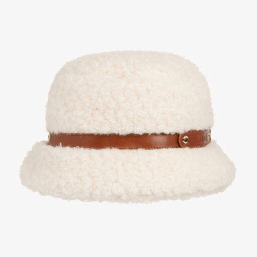 Chloé-Girls Cream Fleece Bucket Hat | Childrensalon Outlet