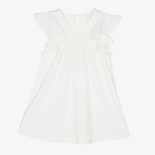 Chloé-Girls Delicate Ivory Ruffle Dress | Childrensalon Outlet