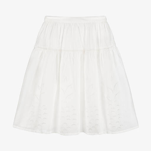 Chloé-Girls Elegant Ivory Cotton Skirt | Childrensalon Outlet