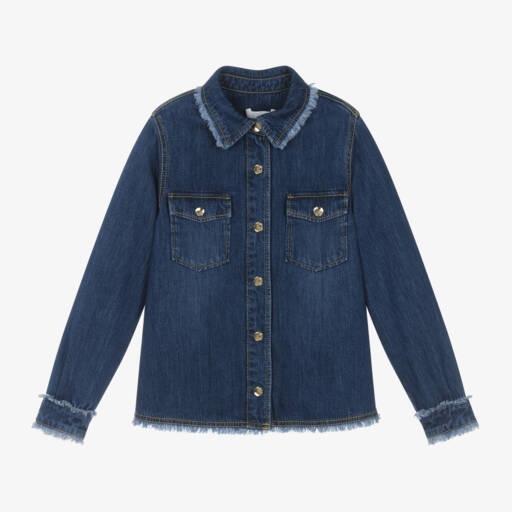 Chloé-قميص دنيم لون أزرق للبنات | Childrensalon Outlet