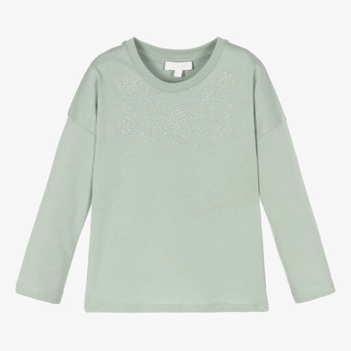 Chloé-Haut vert jersey coton Fille | Childrensalon Outlet