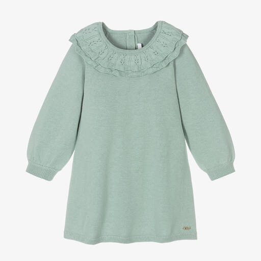 Chloé-Girls Green Cotton Knit Dress | Childrensalon Outlet