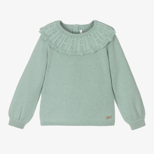 Chloé-Girls Green Cotton Knit Sweater | Childrensalon Outlet