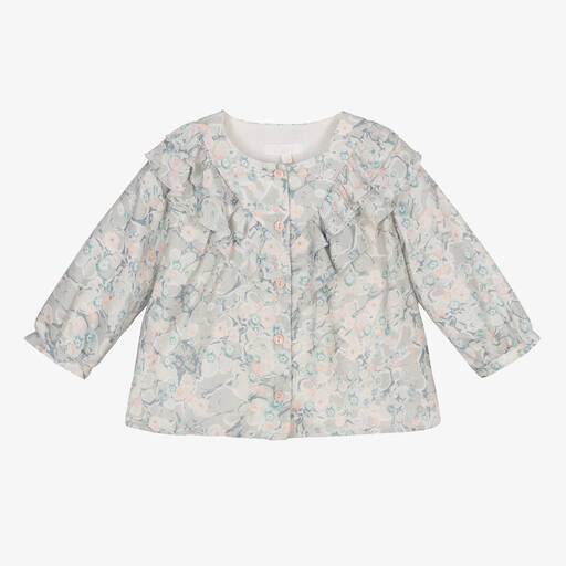 Chloé-Girls Grey Floral Blouse | Childrensalon Outlet