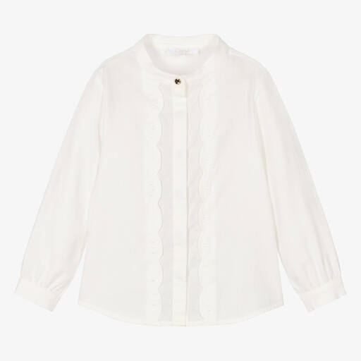 Chloé-Girls Ivory Cotton Blouse | Childrensalon Outlet