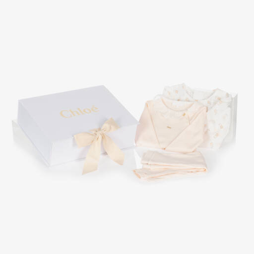 Chloé-Girls Ivory Cotton Floral Outfit | Childrensalon Outlet