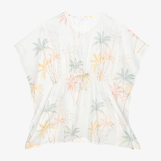 Chloé-Girls Ivory Cotton Palm Tree Print Kaftan | Childrensalon Outlet