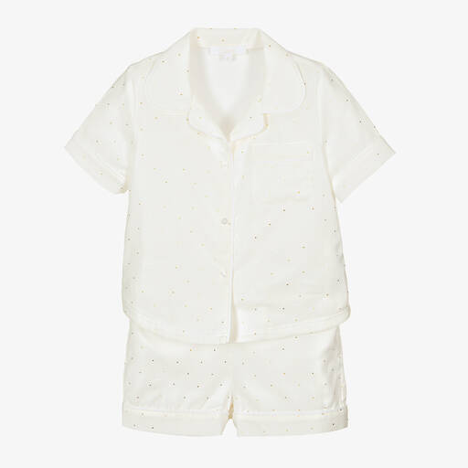 Chloé-Pyjama short ivoire en coton fille | Childrensalon Outlet