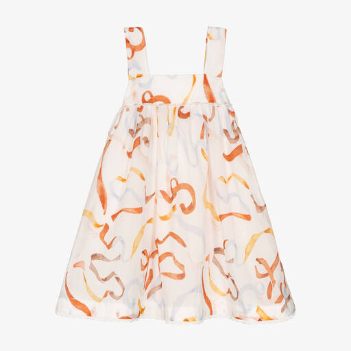 Chloé-Кремовое хлопковое платье с лентами | Childrensalon Outlet