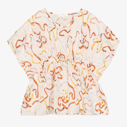 Chloé-Girls Ivory Cotton Ribbon Kaftan | Childrensalon Outlet