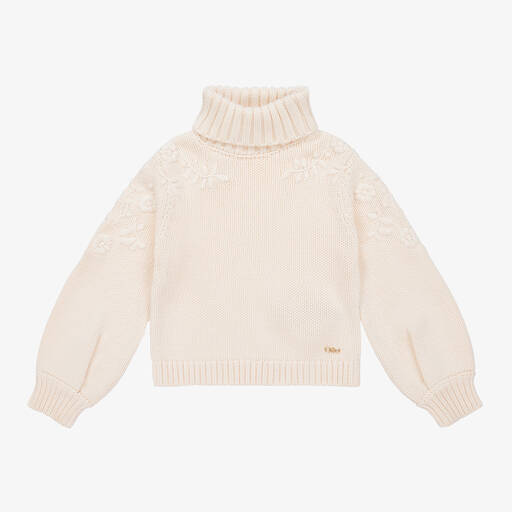 Chloé-Girls Ivory Cotton & Wool Knit Jumper | Childrensalon Outlet