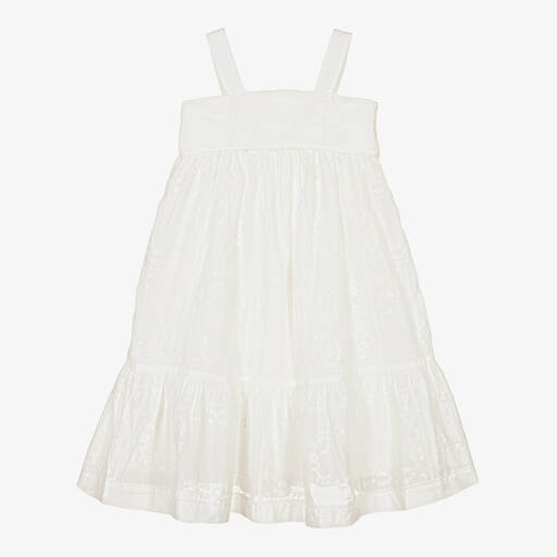Chloé-Girls Ivory Embroidered Cotton Dress | Childrensalon Outlet