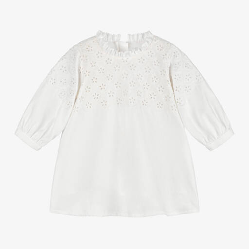 Chloé-Girls Ivory Embroidered Cotton Frock | Childrensalon Outlet
