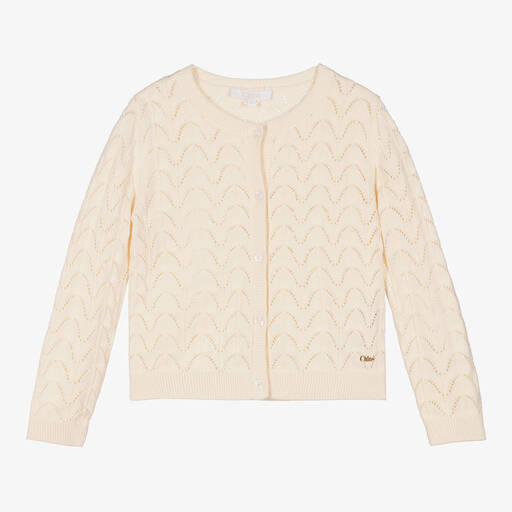 Chloé-Girls Ivory Knitted Cardigan | Childrensalon Outlet