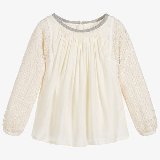 Chloé-بلوز دانتيل لون عاجي للفتيات | Childrensalon Outlet