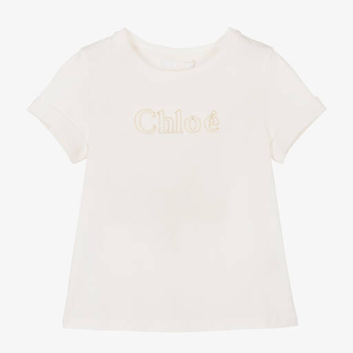 Chloé-Elfenbeinfarbenes T-Shirt (M) | Childrensalon Outlet