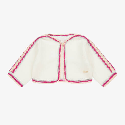 Chloé-Кремовый кардиган из органического хлопка для девочек | Childrensalon Outlet