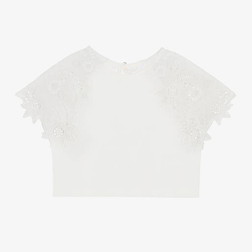 Chloé-تيشيرت قطن عضوي لون عاجي للبنات | Childrensalon Outlet
