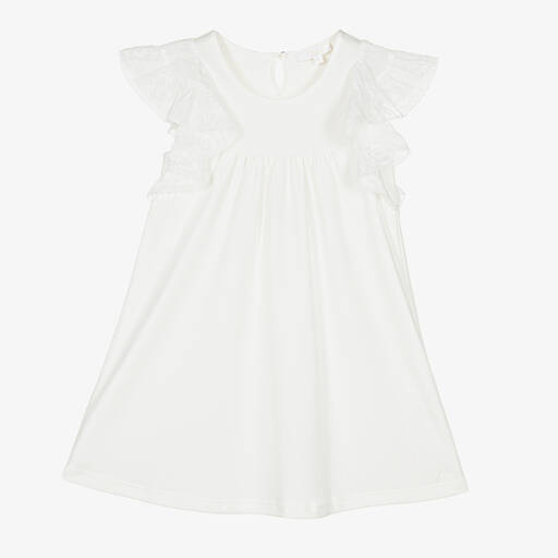 Chloé-Girls Ivory Ruffle Sleeved Dress | Childrensalon Outlet