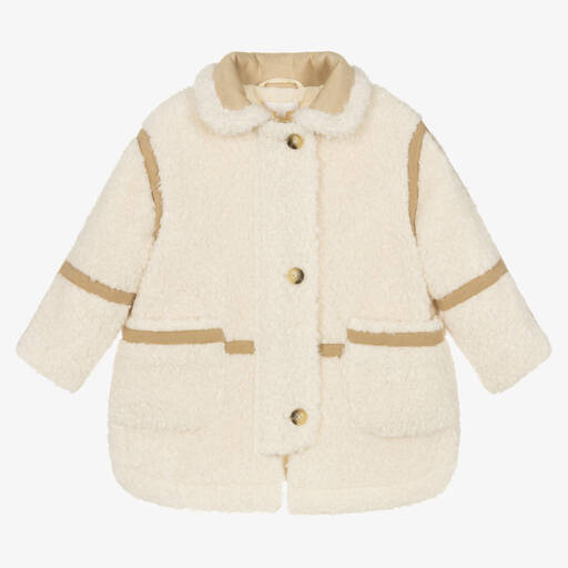 Chloé-Кремовое утепленное флисовое пальто | Childrensalon Outlet