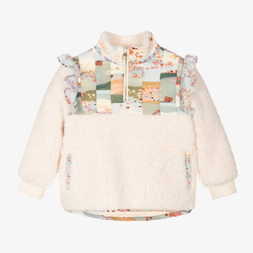 Chloé-Girls Ivory Sherpa Fleece Sweatshirt | Childrensalon Outlet