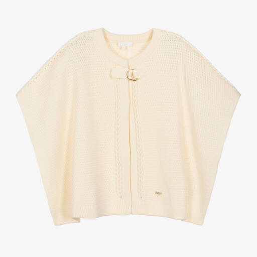 Chloé-Girls Ivory Textured Knit Cape | Childrensalon Outlet